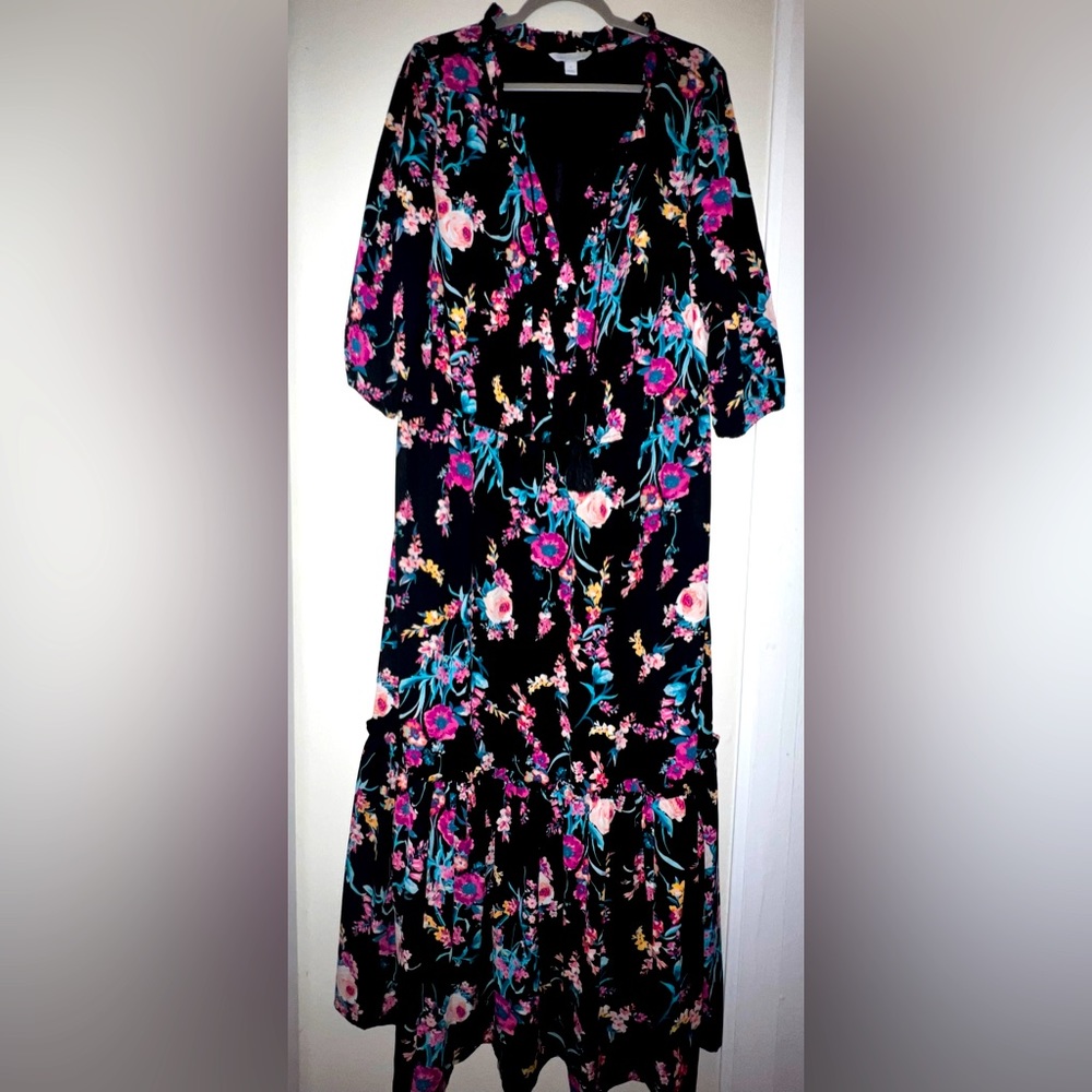 Boutique Long Floral Western Prairie Tiered MAXI Dress